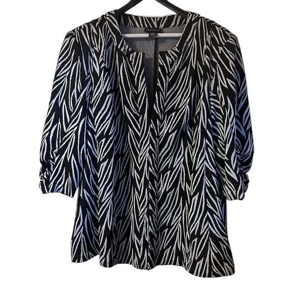 Maggie Barnes Blazer Black & White Zebra Print 3/4 Sleeve Glam Edgy 80s 3X - Picture 1 of 10